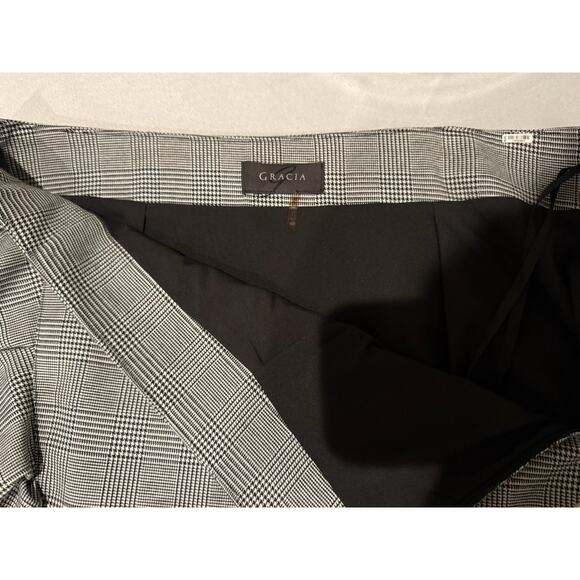 Gracia Skirt Sz L Knee Length Black White Plaid Ruffle Flounce Hem - Picture 9 of 14